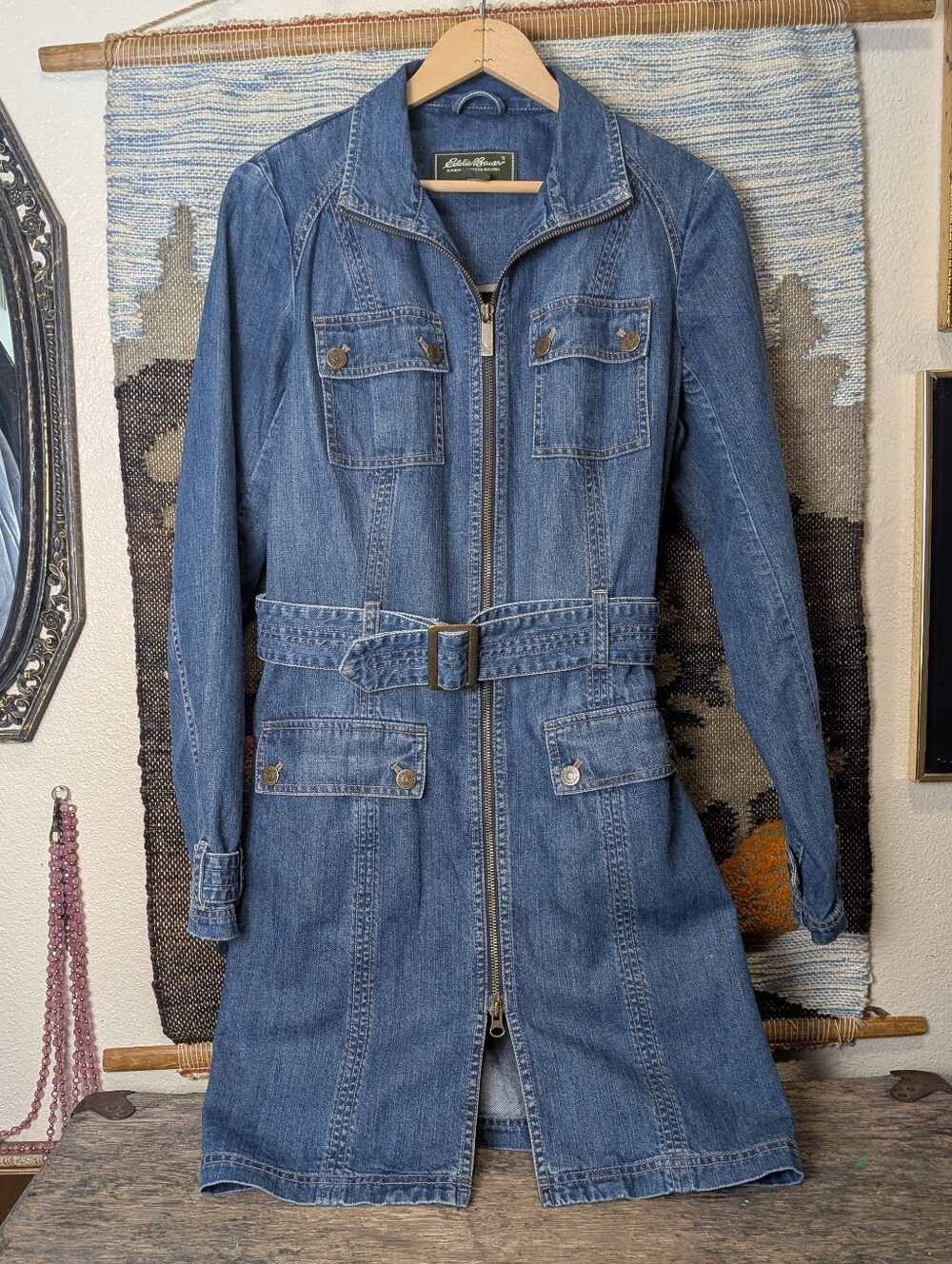 Eddie Bauer Denim Dress Preppy Western classic Denim Shirt Dress